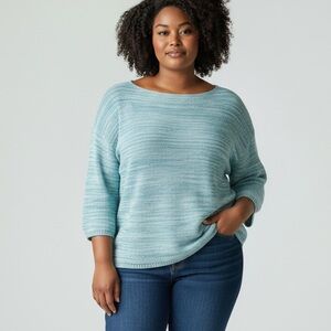 G.H. Bass & Co. NWT Polar Blue Knit Sweater 3/ 4 Sleeve Women’s size XXL